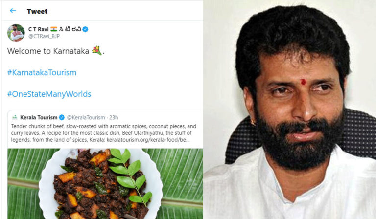 ಟ್ವಿಟ್ಟರ್‌ನಲ್ಲಿ ಭೀಫ್‌ ಖಾದ್ಯದ ಫೋಟೊ ಷೇರ್‌ ಮಾಡಿದ ಸಚಿವ ಸಿ.ಟಿ ರವಿ ; ನೆಟ್ಟಿಗರಿಂದ ಫುಲ್‌ ಟ್ರೋಲ್‌