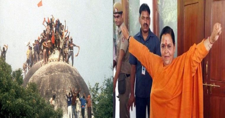ಬಾಬರಿ ಮಸೀದಿ ಪ್ರಕರಣದಲ್ಲಿ ಗಲ್ಲಿಗೇರಿಸಲಿ, ಜಾಮೀನು ಪಡೆಯುವುದಿಲ್ಲ- ಉಮಾ ಭಾರತಿ