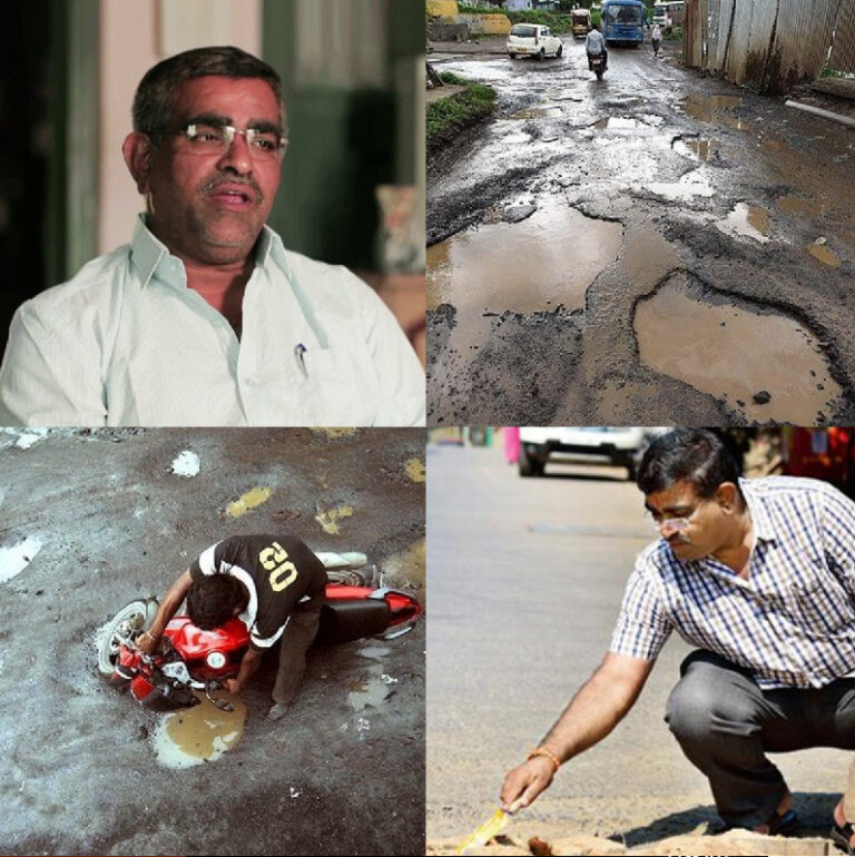 ಅಪಘಾತದಿಂದ ಸತ್ತ ಮಗನ ನೆನಪಲ್ಲಿ ಹೊಂಡಗಳನ್ನು ಮುಚ್ಚಿ ಸಂಭಾವ್ಯ ಅಪಘಾತ ತಪ್ಪಿಸುತ್ತಿರುವ ತಂದೆ!ಅಪಘಾತದಿಂದ ಸತ್ತ ಮಗನ ನೆನಪಲ್ಲಿ ಹೊಂಡಗಳನ್ನು ಮುಚ್ಚಿ ಸಂಭಾವ್ಯ ಅಪಘಾತ ತಪ್ಪಿಸುತ್ತಿರುವ ತಂದೆ!