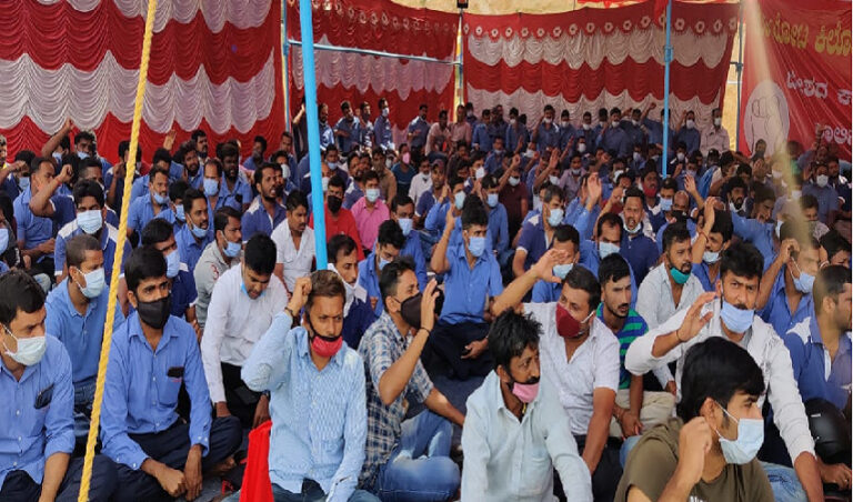 ಟೊಯೊಟಾ: 5 ನೇ ದಿನಕ್ಕೆ ಕಾಲಿಟ್ಟ ಕಾರ್ಮಿಕರ ಅಹೋರಾತ್ರಿ ಪ್ರತಿಭಟನೆ!