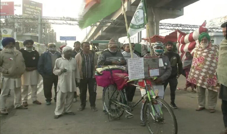 1000 ಕಿ.ಮೀ ಸೈಕಲ್ ತುಳಿದು ರೈತ ಹೋರಾಟಕ್ಕೆ ಬಂದ 60 ರ ವೃದ್ಧ!