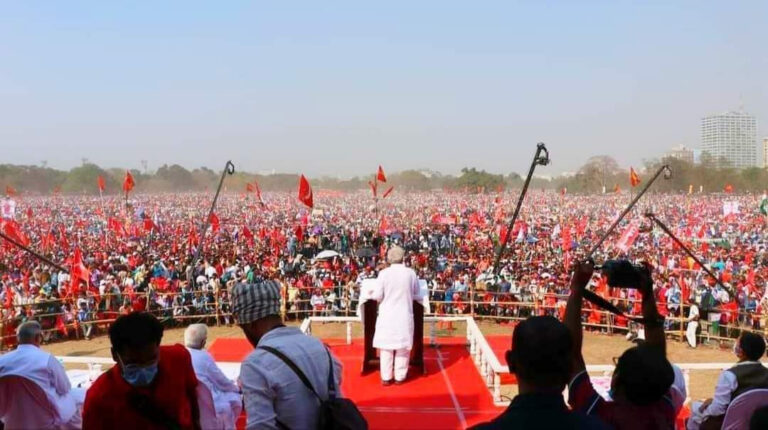 ‘ಬಿಜೆಪಿ ತ್ಯಜಿಸಿ-ಟಿಎಂಸಿ ಸೋಲಿಸಿ’ – ಪ.ಬಂಗಾಳದ ಎಡಪಕ್ಷಗಳ ಬೃಹತ್ ರ್‍ಯಾಲಿಯಲ್ಲಿ 10 ಲಕ್ಷ ಜನ!
