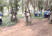 ಬೆಂಗಳೂರು: ಮರ ಕಡಿಯದಂತೆ ಸರ್ಕಾರಿ ಶಾಲಾ ಮಕ್ಕಳಿಂದ ಅಪ್ಪಿಕೊ ಚಳವಳಿ
