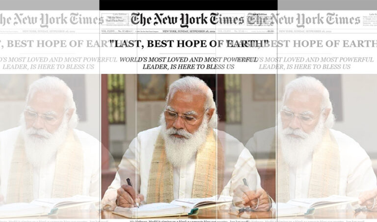 ಫ್ಯಾಕ್ಟ್ ಚೆಕ್: ಮೋದಿ ಕೊನೆಯ ಭರವಸೆಯೆಂದು ನ್ಯೂಯಾರ್ಕ್ ಟೈಮ್ಸ್ ಪ್ರಕಟಿಸಿಲ್ಲ, ಇದು ಎಡಿಟ್ ಫೋಟೊ
