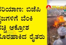 ಹರಿಯಾಣ: ಬಿಜೆಪಿ ಧ್ವಜಗಳಿಗೆ ಬೆಂಕಿ ಹಚ್ಚಿ ಆಕ್ರೋಶ ಹೊರಹಾಕಿದ ರೈತರು
