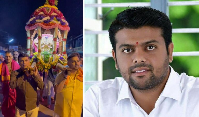 ದೇವರ ಪಲ್ಲಕ್ಕಿ ಹೊತ್ತ ಶಾಸಕ ಹರೀಶ್‌ ಪೂಂಜಾ: ತಮಗೂ ಅವಕಾಶ ನೀಡುವಂತೆ ದಲಿತರ ಆಗ್ರಹ