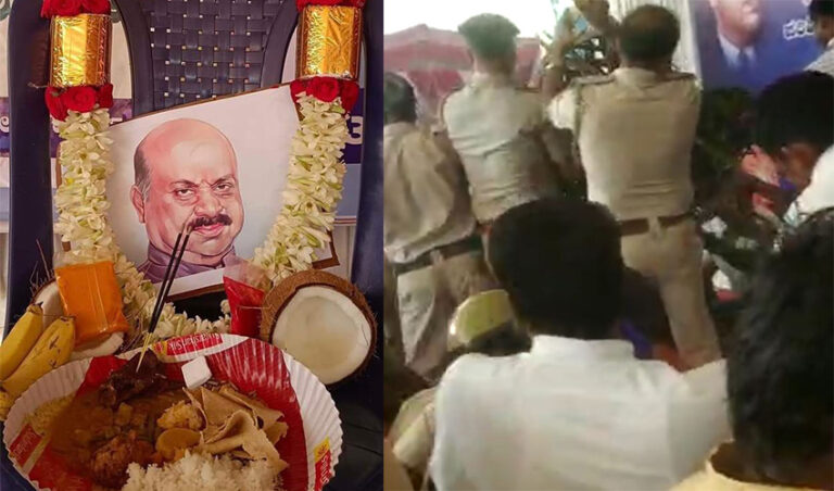 ಸಿಎಂ ಬೊಮ್ಮಾಯಿ ಅಣುಕು ಅಂತ್ಯ ಸಂಸ್ಕಾರ ಮಾಡಲು ಮುಂದಾದ ಒಳಮೀಸಲಾತಿ ಹೋರಾಟಗಾರರು – ಪೊಲೀಸರಿಂದ ಅಡ್ಡಿ