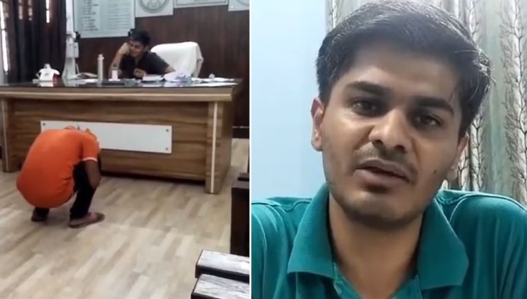 ಗ್ರಾಮಸ್ಥನಿಗೆ ಕಚೇರಿಯಲ್ಲಿ ಮಂಡಿಯೂರಿ ಕೂರಿಸಿ ಅವಮಾನಿಸಿದ ಅಧಿಕಾರಿ