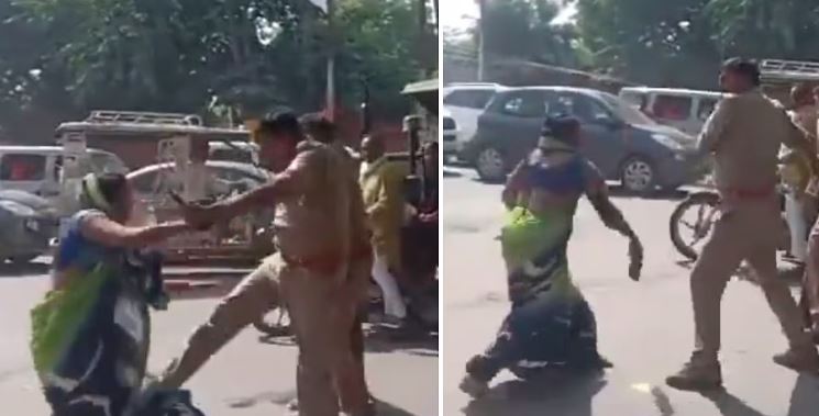 ಉತ್ತರಪ್ರದೇಶ: ನಡುರಸ್ತೆಯಲ್ಲಿ ಮಹಿಳೆಗೆ ಥಳಿಸಿದ ಪೊಲೀಸ್ ಅಧಿಕಾರಿ