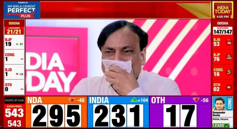 ತಲೆಕೆಳಗಾದ ಎಕ್ಸಿಟ್ ಪೋಲ್ ಸಮೀಕ್ಷೆ: ಲೈವ್ ಟಿವಿಯಲ್ಲಿ ಕಣ್ಣೀರಿಟ್ಟ ಆಕ್ಸಿಸ್ ಮೈ ಇಂಡಿಯಾದ ಪ್ರದೀಪ್ ಗುಪ್ತಾ