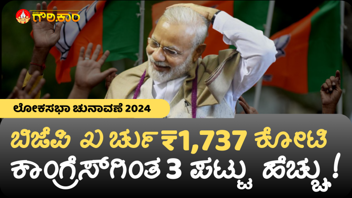 ಲೋಕಸಭಾ ಚುನಾವಣೆ 2024, ಬಿಜೆಪಿ ಖರ್ಚು, ₹1,737 ಕೋಟಿ, ಕಾಂಗ್ರೆಸ್‌, 3 ಪಟ್ಟು ಹೆಚ್ಚು,Lok Sabha elections 2024, BJP expenditure, ₹1,737 crore, Congress,