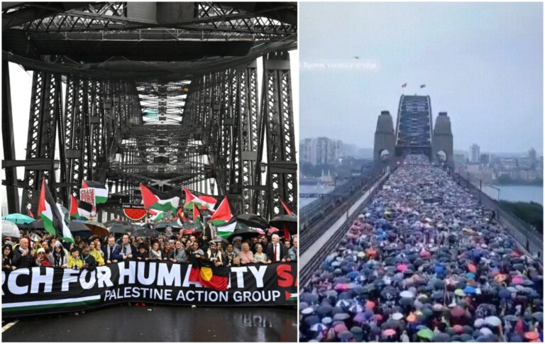 ಆಸ್ಟ್ರೇಲಿಯಾದಲ್ಲಿ ಪ್ಯಾಲೆಸ್ತೀನ್ ಪರ ಬೃಹತ್ ಪ್ರತಿಭಟನೆ: ಸಿಡ್ನಿ ಹಾರ್ಬರ್ ಬ್ರಿಡ್ಜ್ ಮೇಲೆ ರ್‍ಯಾಲಿ ನಡೆಸಿದ ಲಕ್ಷಾಂತರ ಜನರು