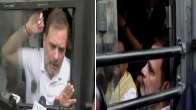 ಚುನಾವಣಾ ಆಯೋಗದ ಕಚೇರಿಗೆ ಪ್ರತಿಭಟನಾ ಮೆರವಣಿಗೆ: ರಾಹುಲ್ ಗಾಂಧಿ ಸೇರಿ ಪ್ರತಿಪಕ್ಷ ನಾಯಕರನ್ನು ವಶಕ್ಕೆ ಪಡೆದ ಪೊಲೀಸರು