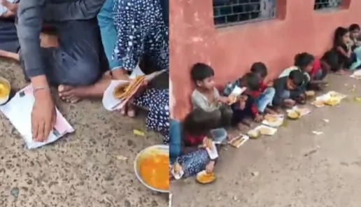 ಶಾಲಾ ಮಕ್ಕಳಿಗೆ ನ್ಯೂಸ್ ಪೇಪರ್‌ನಲ್ಲಿ ಬಿಸಿಯೂಟ ಬಡಿಸಿದ ವಿಡಿಯೋ ವೈರಲ್ : ಪ್ರಧಾನಿ, ಸಿಎಂಗೆ ನಾಚಿಕೆಯಾಗ್ಬೇಕು ಎಂದ ರಾಹುಲ್ ಗಾಂಧಿ