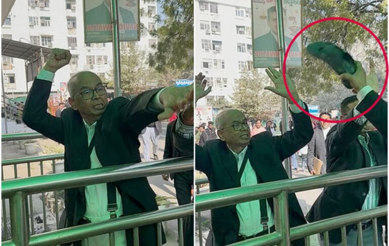 ನ್ಯಾ. ಗವಾಯಿ ಮೇಲೆ ಶೂ ಎಸೆಯಲು ಯತ್ನಿಸಿದ್ದ ವಕೀಲ ರಾಕೇಶ್‌ಗೆ ಚಪ್ಪಲಿಯಿಂದ ಹಲ್ಲೆ