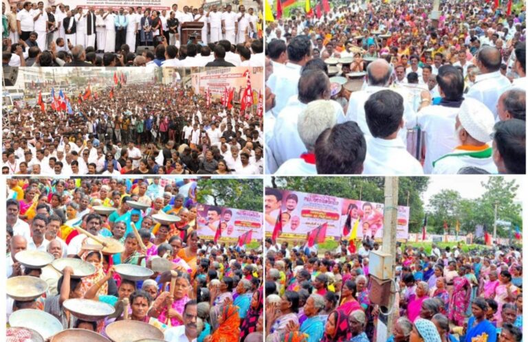 ಕೇಂದ್ರದ ಜಿ ರಾಮ್‌ ಜಿ ಕಾಯ್ದೆ ವಿರುದ್ದ ತಮಿಳುನಾಡಿನಾದ್ಯಂತ ಬೃಹತ್ ಪ್ರತಿಭಟನೆ
