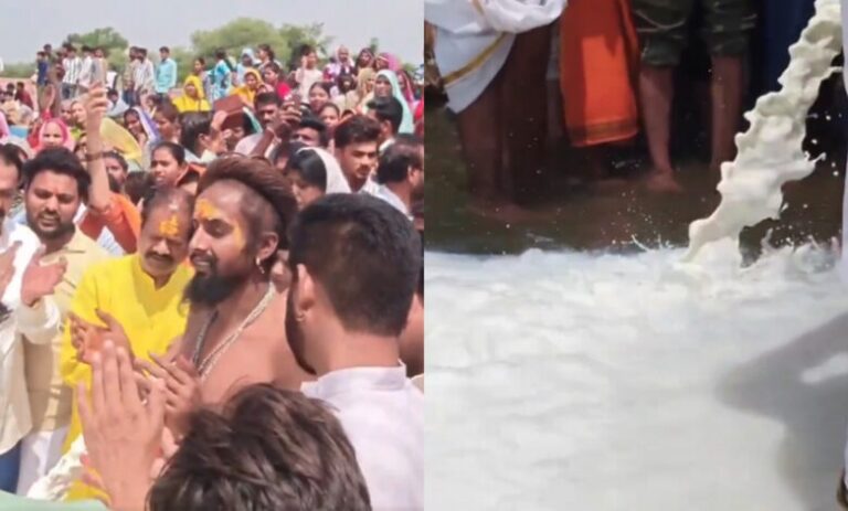 ಧಾರ್ಮಿಕ ಆಚರಣೆ ಹೆಸರಿನಲ್ಲಿ ನರ್ಮದಾ ನದಿಗೆ 11,000 ಲೀಟರ್ ಹಾಲು ಸುರಿದ ಭಕ್ತರು
